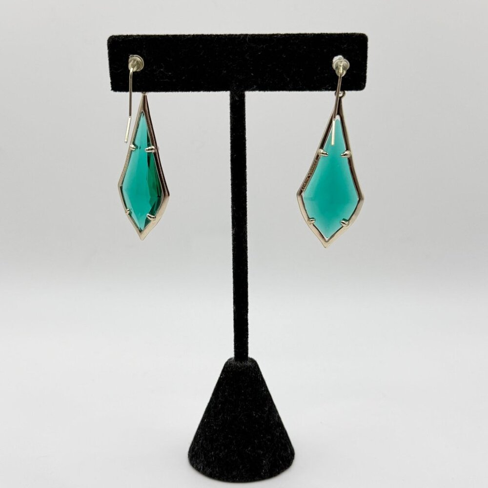 Kendra Scott Green Faceted Drop Earrings In Gold-Tone - Picture 7 of 7